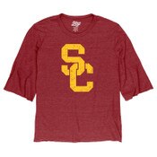 USC Trojans Women's Cardinal SC Interlock Raw Edged 3/4 Sleeve T-Shirt